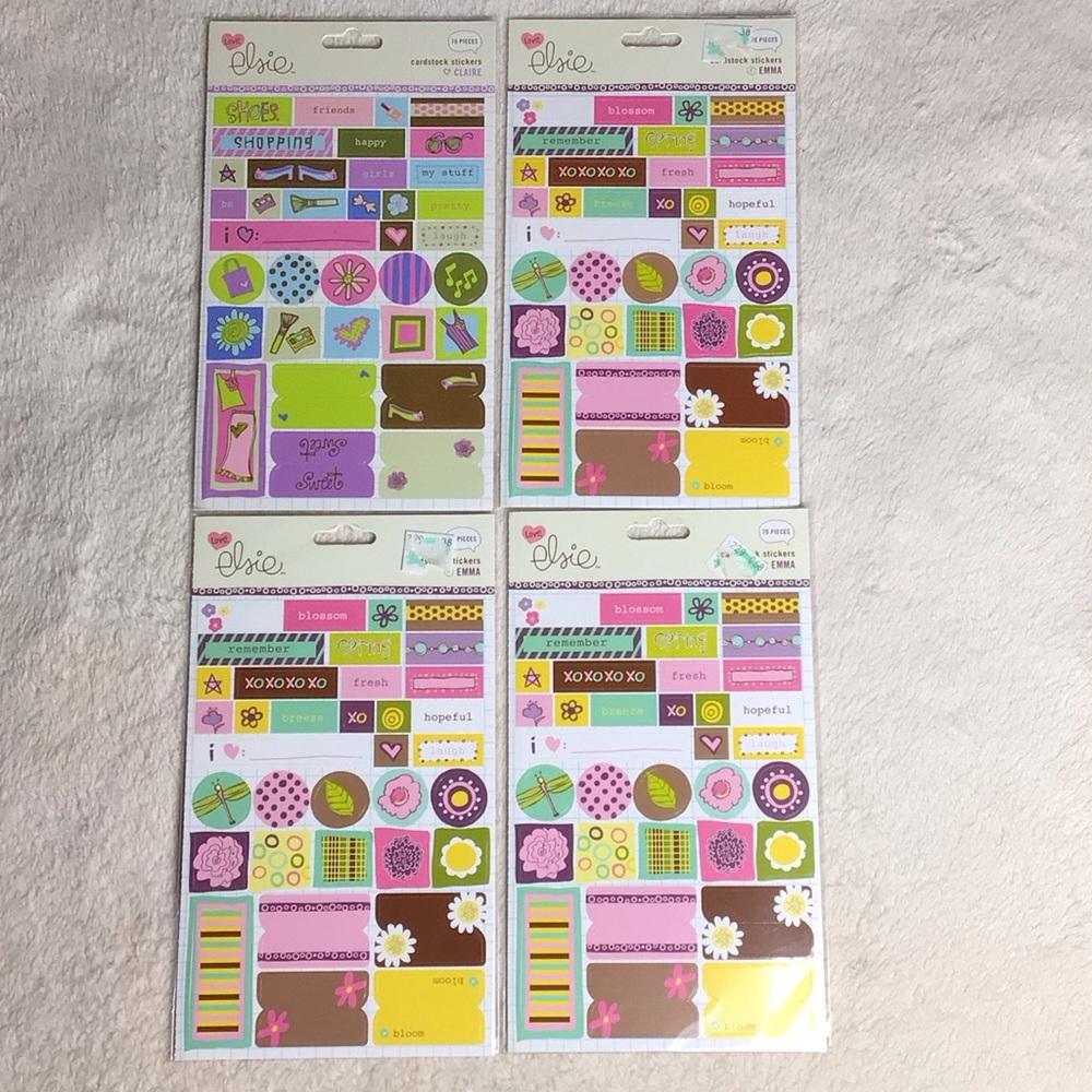 Colorful Elsie Scrapbook Stickers Set